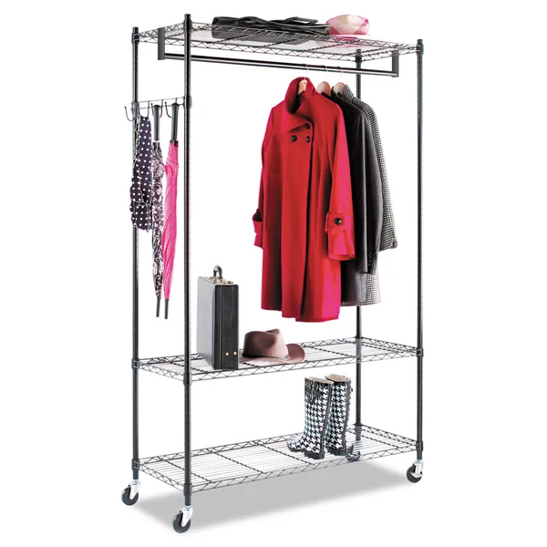 Alera Wire Shelving Stand Alone Garment Rack, Black
