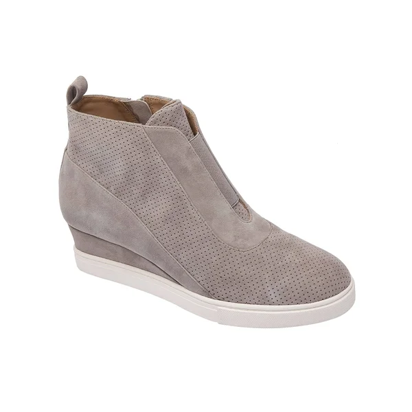 Linea Paolo Anna Wedge Sneaker Rock Perf Suede - Women's, Size: 4, Gray