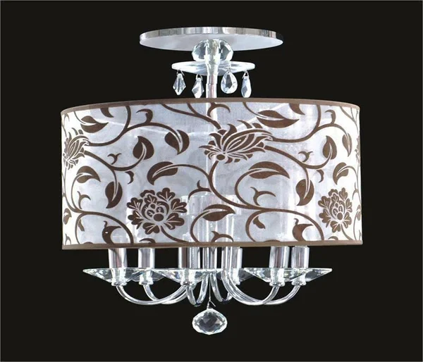 6 Light Crystal Flush Mount with Flower Shade MX1100/6FC