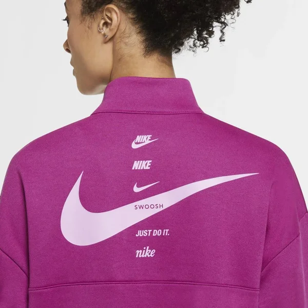 Nike Women's Sportswear Swoosh Quarter-Snap Top CU6637 - Medium - Pink
