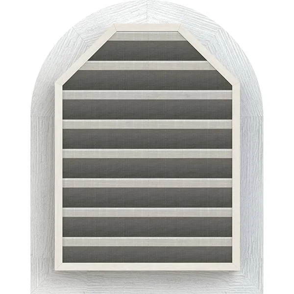 Ekena Millwork GVWRT18X2201RFPWR 18x22W x 22x22H Round Top Gable Vent (23x22W x 27x22H Frame Size): Primed, Functional, Rough Sa