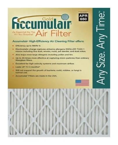 Accumulair Gold 1 inch Air Filter, 4-Pack, Size: 14x36x1 (Actual Size)