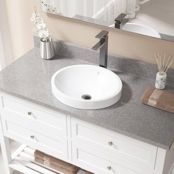 V22182 White Porcelain Sink with Antique Bronze Faucet and Pop-Up Drain (721), Mr Direct