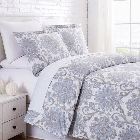 Serenity 300 Thread-Count Cotton Sateen Duvet Cover Sets, Adult Unisex, Size: Full/Queen, Blue