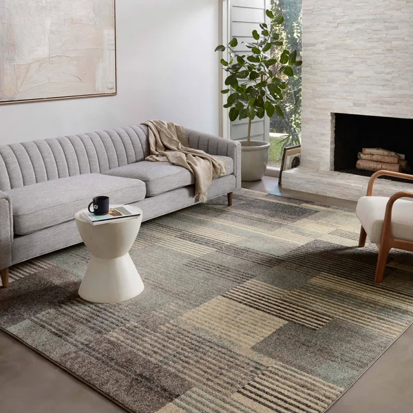 Alexander Home Bradford Modern Stripe Area Rug - 7&-10x22 x 10& - Storm, Taupe