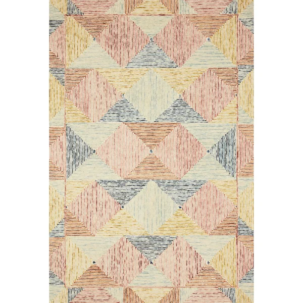 Alexander Home Kaleidoscope Geometric Hand-Hooked Wool Rug - 2&6x22 x 9&9x22 - Lagoon, Spice