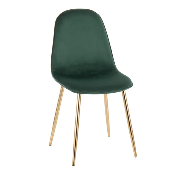 Pebble Chair - Set of 2 - Gold Steel - Green Velvet