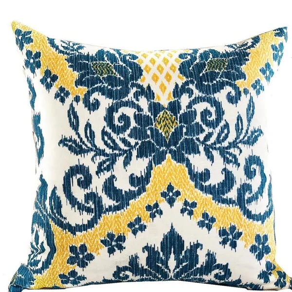 Plutus Lasso Blue - Beige and Yellow Luxury Throw Pillow