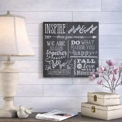 &Inspiration Chalkboard III& Textual Art on Canvas Gracie Oaks Format: Wrapped Canvas - Size: 24x22 H x 24x22 W x 2x22 D