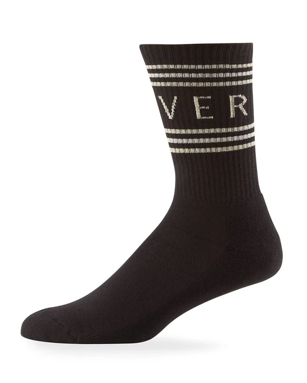 Versace Men's Athletic Band Socks - Black/Gold, Men's, S