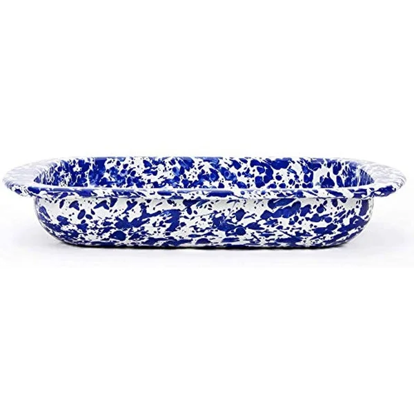 Golden Rabbit Enamelware Cobalt Swirl Roasting Pan Baking