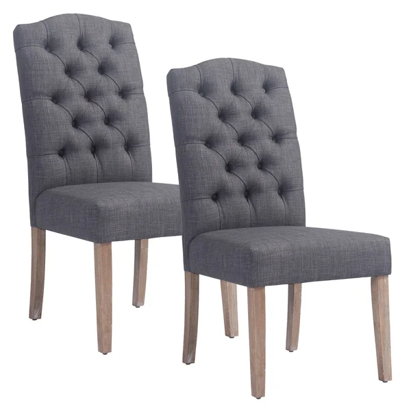 Lucian Button Tufted Side Chair- Set of 2 - Grey, One Size