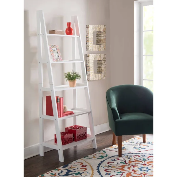 Linon Acadia Ladder Bookshelf - White