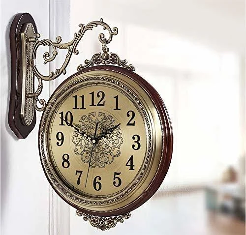 Dowolf 16'' Large Wall Clock Double Sided Clocks 360 Battery Operated Clock Luxury EUR - New