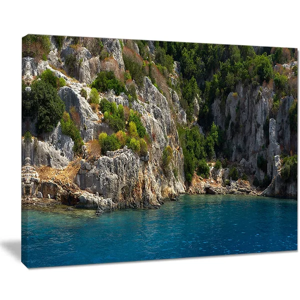 Design Art Beautiful Turkey Tropical Beach Photographic Print on Wrapped Canvas, Blue