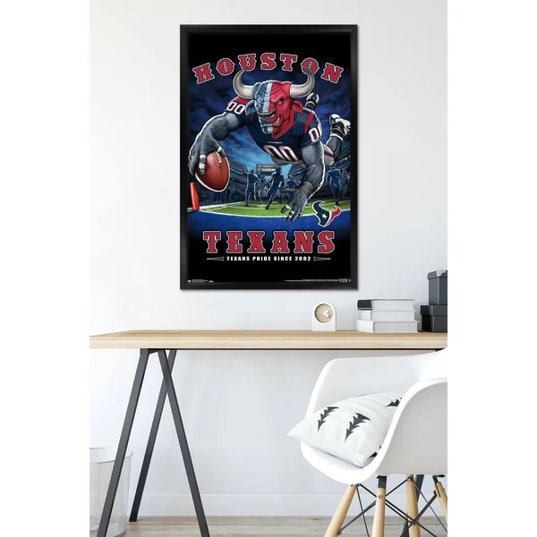 Trends International NFL Houston Texans - End Zone 17 Framed Wall Poster Prints Black Framed Version 22.375x22 x 34x22