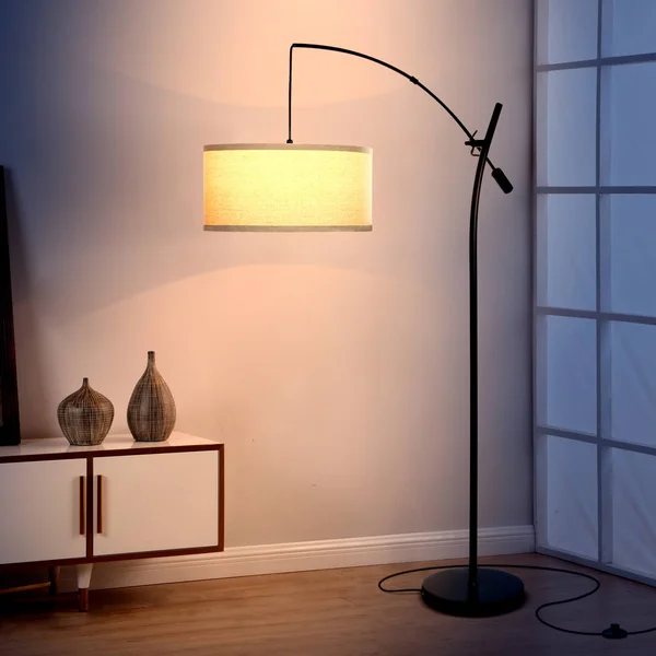 Brightech Grayson LED Arc Floor Lamp- Tall Pole Standing Light Arches Over Living Room Sofa or Over Bed