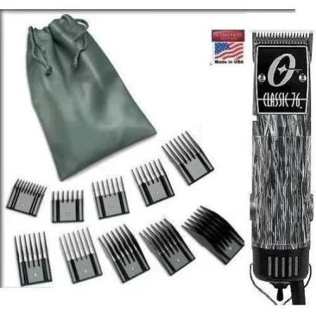 Oster Classic 76 Black Grey Flames + 10 Piece Combs
