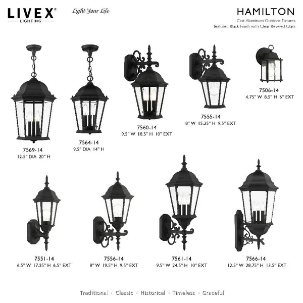 Livex Lighting Hamilton 4 Light Textured Black Outdoor Post Light - 7557-14