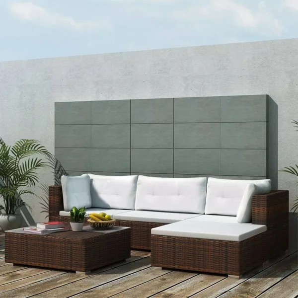 vidaXL 14 Piece Garden Sofa Set Brown Poly Rattan