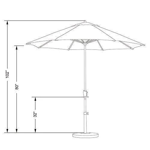 California Umbrella 9& Casa Series Patio Umbrella Sunbrella Canvas Cyan Fabric