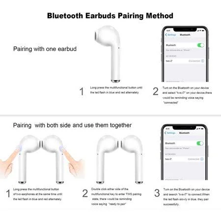 Bluetooth Headphones - Wireless Earbuds Stereo Earphone Cordless Sport Headsets for iPhone 8, 8 Plus, X, 7, 7 Plus, 6S, 6S Plus w