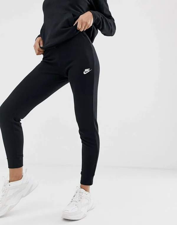 Nike Womens Essential Pant Tight Fleece Black/White Size Xs
