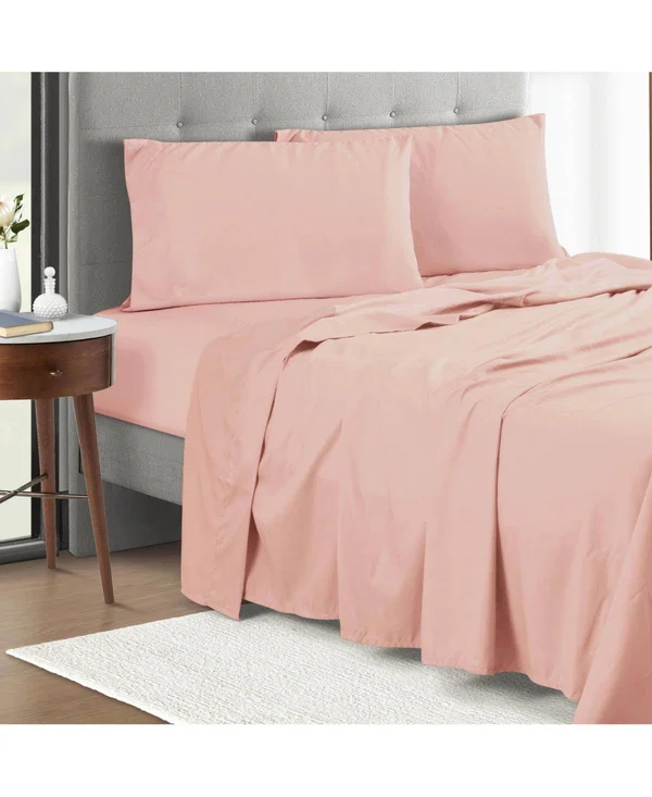 Sunham Microfiber Anti Bacterial POLYGIENE Sheet Set, One Size, Pink