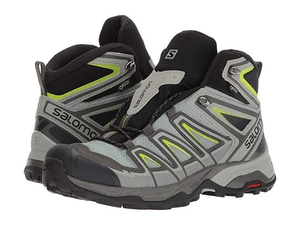 Salomon Men's x Ultra 3 Mid GTX Boots Beluga - Shadow, Lime Green 10