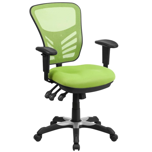 Flash Furniture Black/White Mid Back Mesh Multifunction Executive Swivel Ergonomic Office Chair with Adjustable Arms