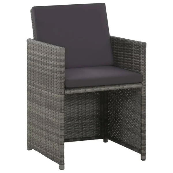 vidaXL 5 Piece Outdoor Dining Set with Cushions Poly Rattan Gray