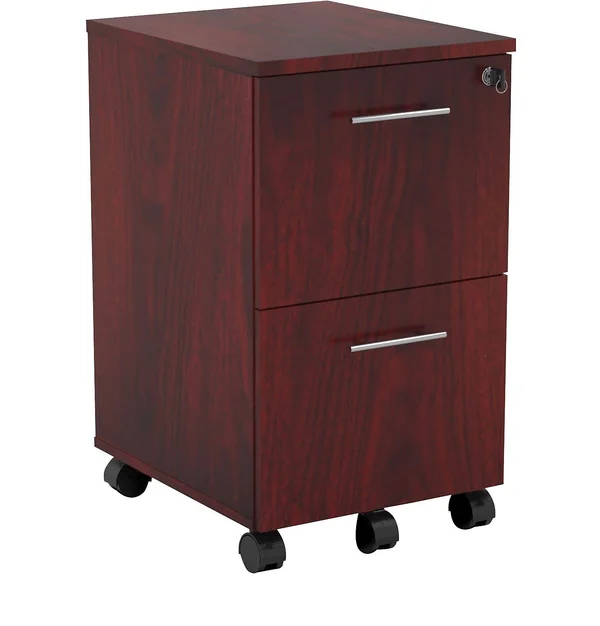 Mayline Office Furniture 2-Drawer Mobile Pedestal, Mahogany