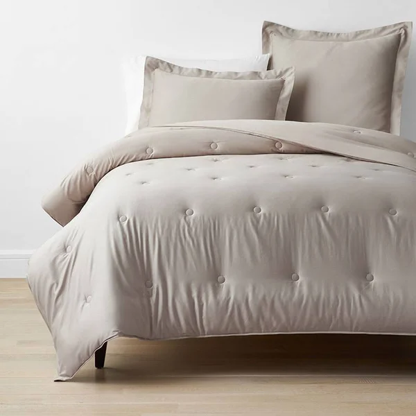 Company Cotton Bamboo Sateen Comforter - Sand - Beige - Size Twin, The Company Store