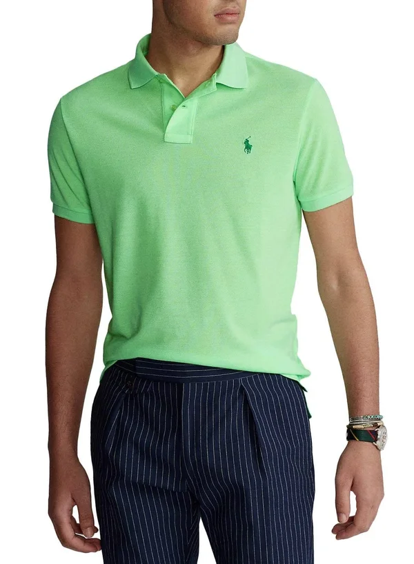 Polo Ralph Lauren Mens Cruise Lime Logo-embroidered Slim-Fit Recycled-polyester Polo Shirt L