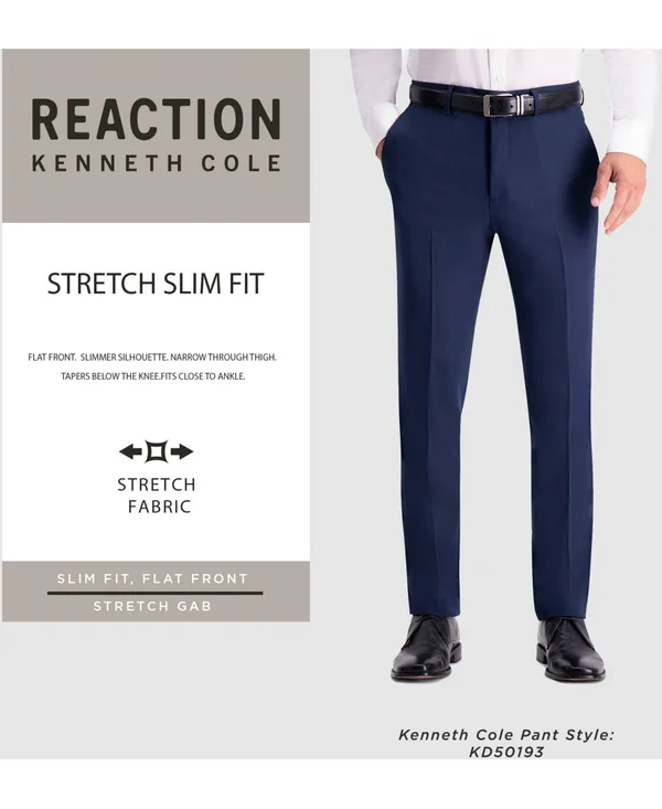 Kenneth Cole Reaction Mens Gabardine Stretch Slim Fit Dress Pants