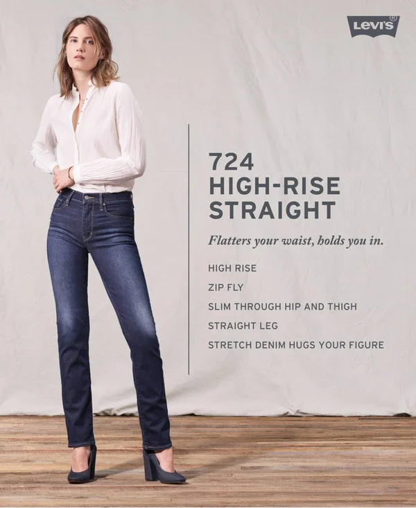 Levi&s 724 High Rise Straight Cropped Women's Jeans - Soft Black 28