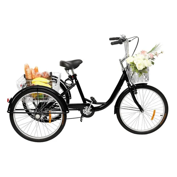 Adult Tricycle 26x22 Wheels, 7 Speed Men's Women's Bike - Black