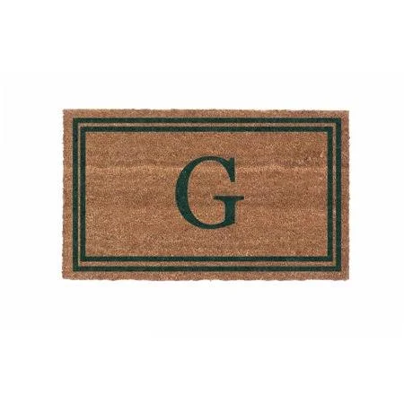 Cocomatsnmore Monogram (B) Vinyl Backed Green Double Border Doormats 38 inch x 60 inch, Beige
