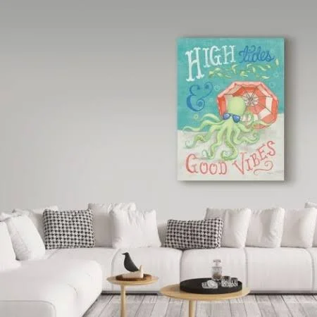 Trademark Fine Art 'Ocean Friends IV' Graphic Art Print on Canvas, Gray