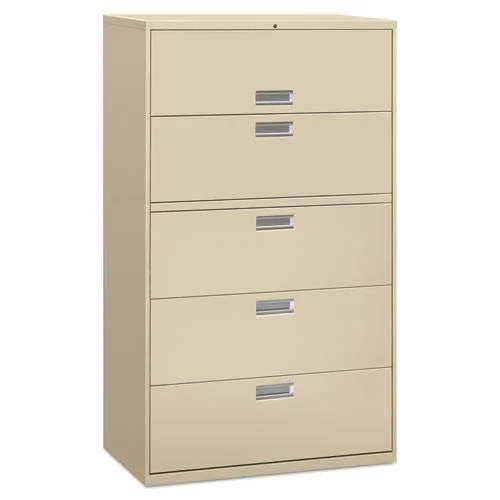 Alera Five-Drawer Lateral File Cabinet - 36W x 19.25d x 67h, Charcoal