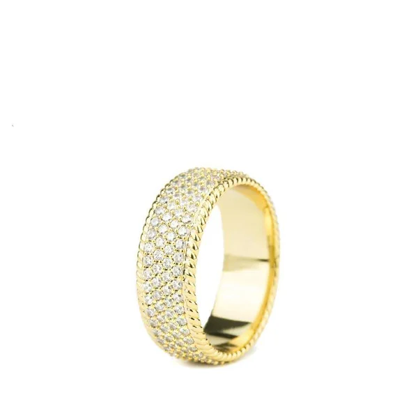 Diamond 4-Row Rope Ring 5, Gold