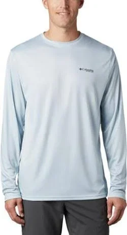 Columbia Men's Terminal Tackle PFG Fish Flag Long Sleeve, Cool Grey/TX Fish, Small