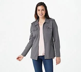 Belle by Kim Gravel Military Jacket - Size Medium, Dark Grey
