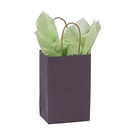 Small Plum Paper Shopping Bags - 5 L x 3 D x 8 H - Case of 100 - Purple