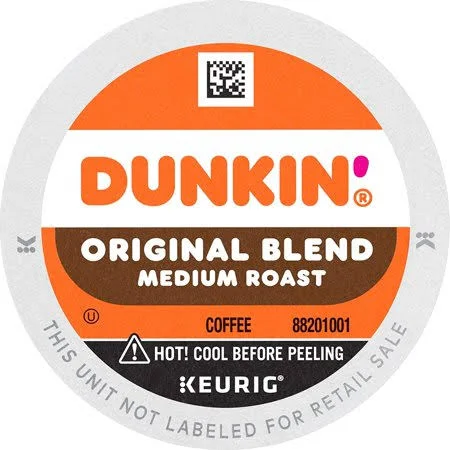 Dunkin Donuts Original Blend Medium Roast Coffee, 60 K Cups for Keurig Coffee Makers