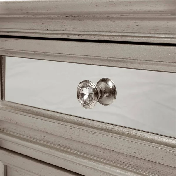 Furniture of America Farrah 2 Drawer Mirrored Nightstand in Silver