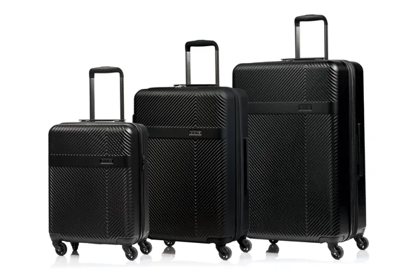 Champs 3-Piece Grid Hardside Luggage Set, Black