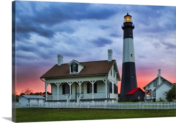 Georgia - Tybee Island, Tybee Light House at Sunset, Canvas Wall Art, 36x24, Great Big Canvas