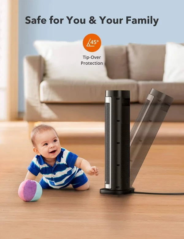 TaoTronics PTC Space Heater, 1500W Fast HEATING Ceramic, 24” High Tower Heater