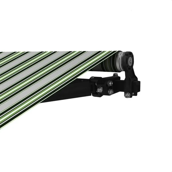 Aleko Abm12x10mstgr58-ap Motorized Retractable Black Frame Patio Awning 12 x 10 Feet - Multi-Striped Green